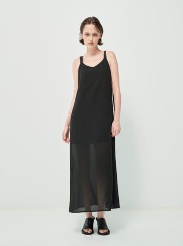 Đầm Hai Dây Lụa Xẻ Tà Thiết Kế Dây Đan