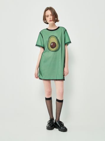 Áo thun màu xanh giấu quần 2 lớp hình quả bơ