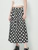 Chân váy chấm bi may nhún bèo màu đen